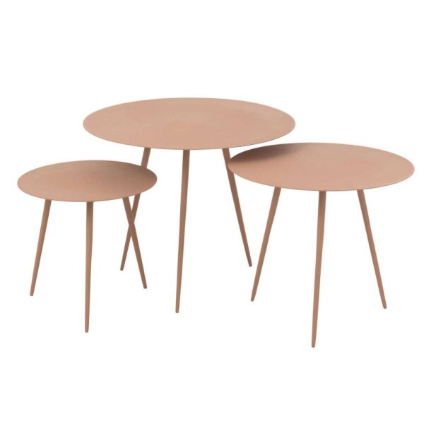 SET OF 3 SIDETABLE IRON OLD PINK