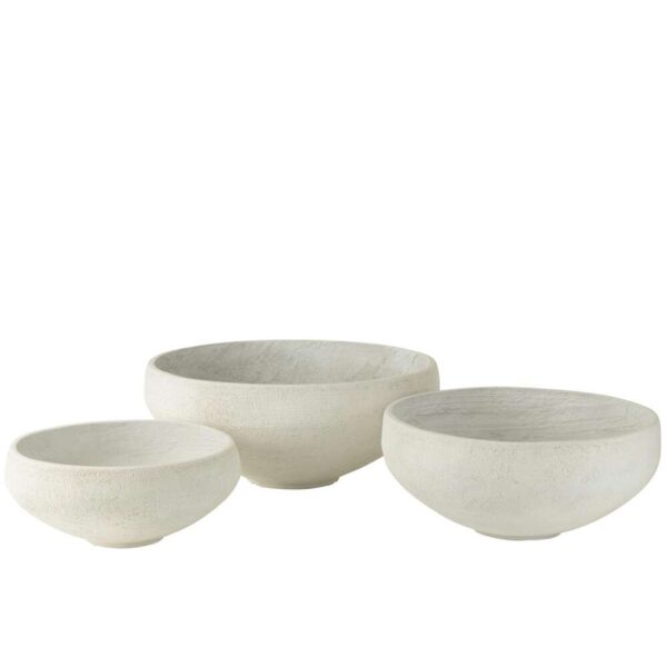 SET OF 3 DISH FIBER CLAY WHITE