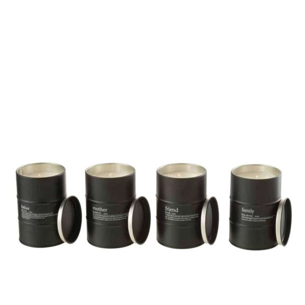 SCENTED CANDLE FAMILY ENGLISH-FRENCH BLACK 55H ASSORTMENT OF 4