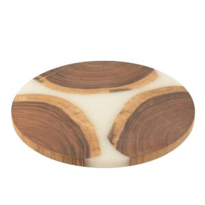 CUTTING BOARD ROUND ACACIA WOOD/RESIN NATURAL/WHITE