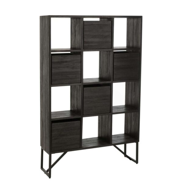 CABINET WITH DRAWERS RECYCLE TEAK BLACK