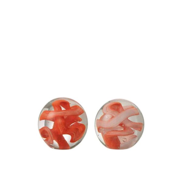 PAPERWEIGHT GARLAND GLASS ORANGE/RED SMALL ASSORTMENT OF 2
