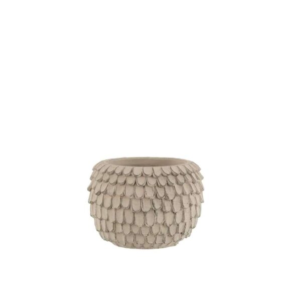 FLOWERPOT LEAF CEMENT LIGHT GREY SMALL