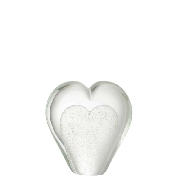 PAPERWEIGHT HEART GLASS WHITE LARGE