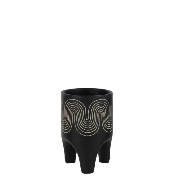 FLOWERPOT ON FOOT GOLF CEMENT BLACK LARGE