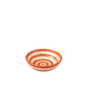 BOWL GRANADA STRIPES LOW CERAMIC WHITE/ORANGE SMALL
