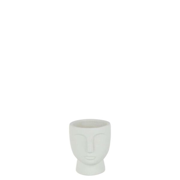 FLOWERPOT FACE CEMENT WHITE SMALL