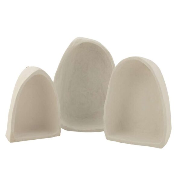 SET OF 3 WALL RACKS PAPER MACHE WHITE