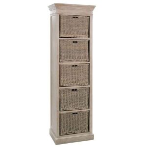 RACK + 5 BASKET WOOD NAT 59X40X194CM