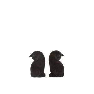 SET 2 BOOKEND CAT POLY VELVET BLACK