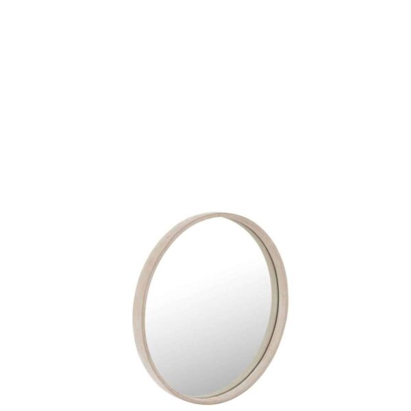 MIRROR ROUND LEATHER BEIGE SMALL