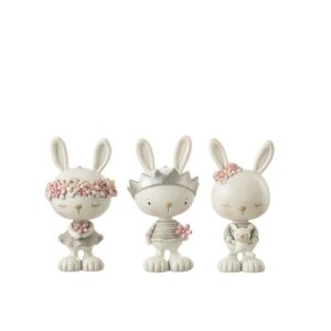 RABBITS FLOWERS CROWN TEDDY POLY MIX ASSORTMENT OF 3