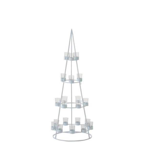 TREE 21 TEA LIGHT HOLDERS METAL/GLASS WHITE