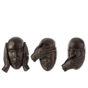FIGURE HANGING SEE/HEAR/SPEAK NO EVIL POLY DARK BROWN ASS3