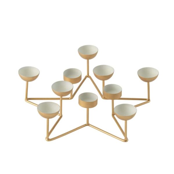 T-LIGHT HOLDER STAR METAL WHITE/GOLD