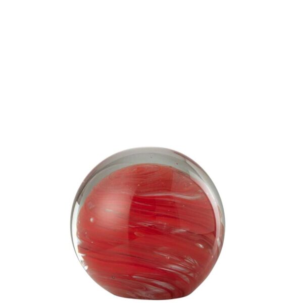 PAPERWEIGHT TWISTER ROUND GLASS RED LARGE