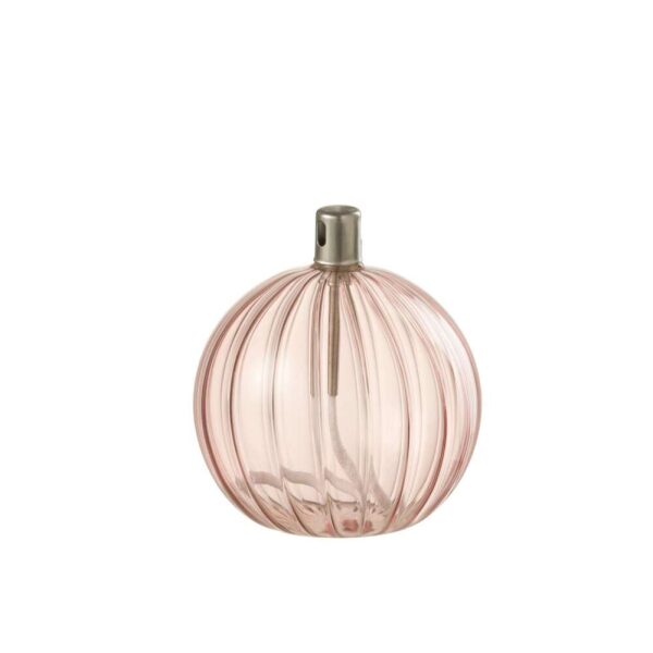 OIL LAMP RIBBED GLASS ROSE SMALL