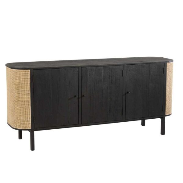 CLOSET 3 DOORS MOLLY EXOTIC WOOD/RATTAN BLACK