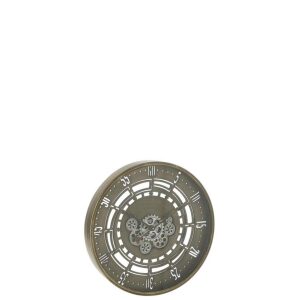 CLOCK ROUND SECONDS GEARS METAL ANTIQUE COPPER SMALL
