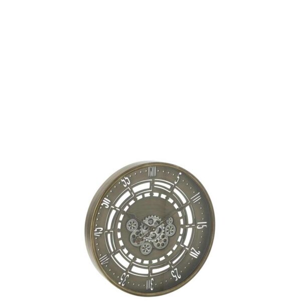CLOCK ROUND SECONDS GEARS METAL ANTIQUE COPPER SMALL