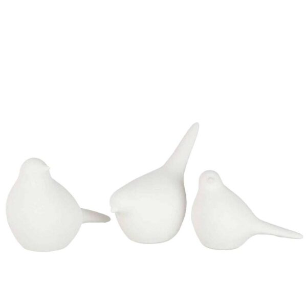 SET 3 BIRD CERAMIC WHITE