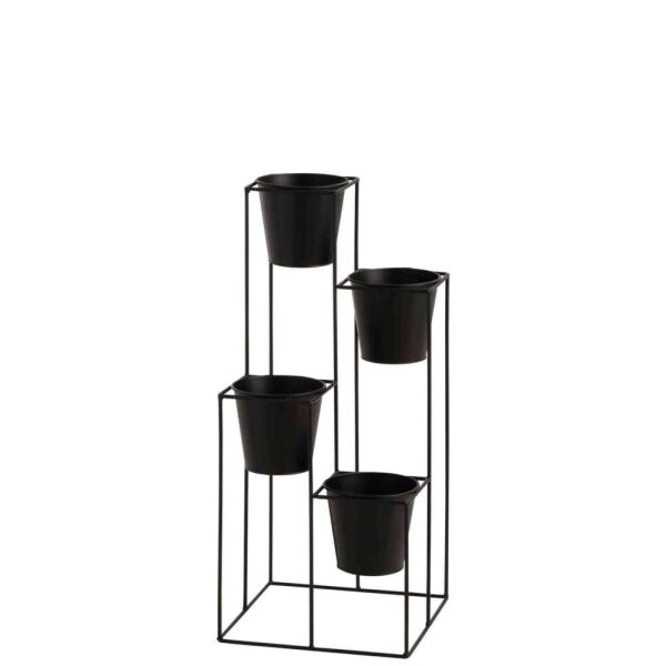 RACK FLOWERPOT HOLDER 4 POTS METAL BLACK SMALL