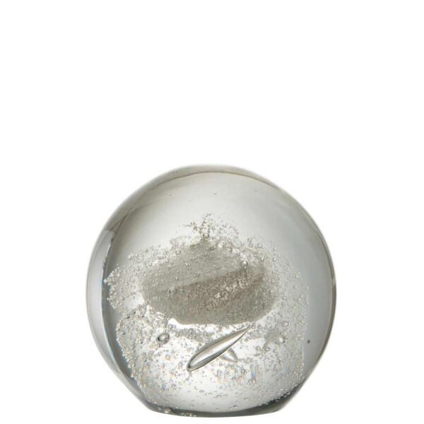 PRESSE-PAPIER BULLES VERRE ARGENT EXTRA LARGE