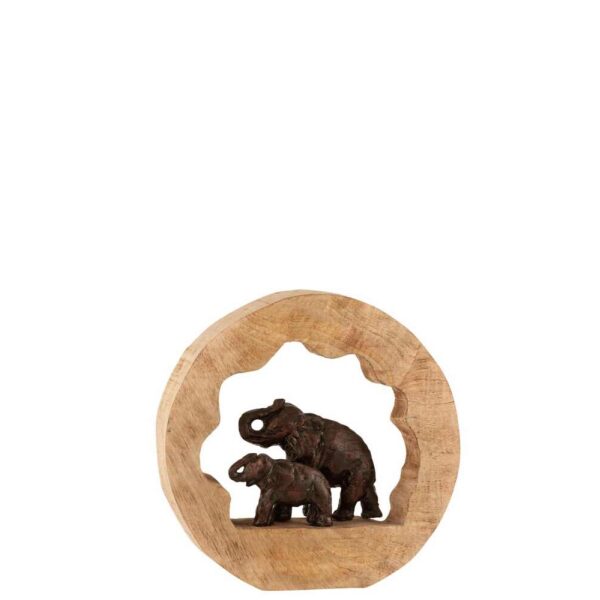 FIGURE ELEPHANT+CHILD MANGO WOOD ALUMINIUM BRONZE SMALL