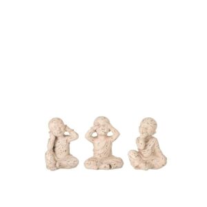 MONNIK SEE/HEAR/SPEAK NO EVIL POLY BEIGE/SALMON SMALL ASSORTMENT OF 3