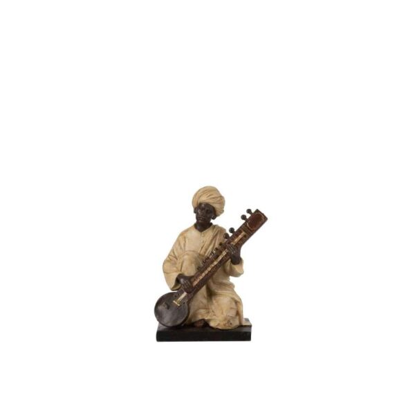INDIAN FIGURE WITH MUSIC INSTRUMENT POLY BEIGE/BROWN