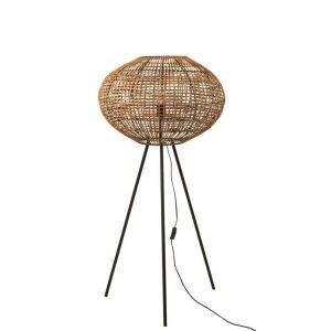 STANDING LAMP TRIPOD RATTAN/METAL BROWN/BLACK SMALL
