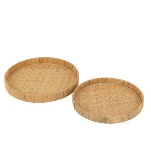 SET OF 2 PLATES ROUND BAMBOO/CANE NATURAL