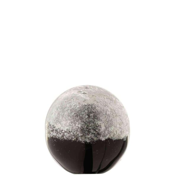 PAPERWEIGHT LAYERS GLASS BLACK/SILVER LARGE