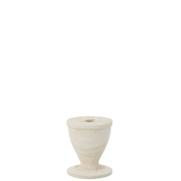 CANDLE HOLDER WOOD WHITE SMALL