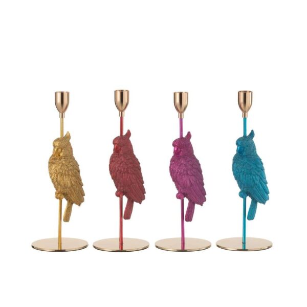CANDLE HOLDER BIRD RESIN MIX ASSORTMENT OF 4