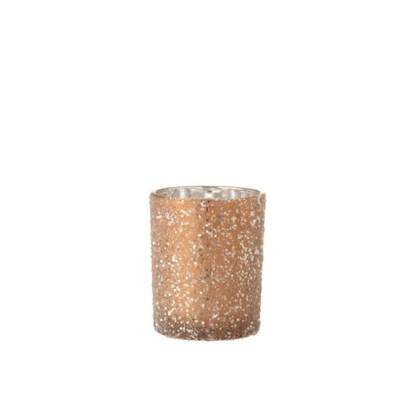 TEALIGHT HOLDER PEARLS GLASS DARK SALMON LARGE