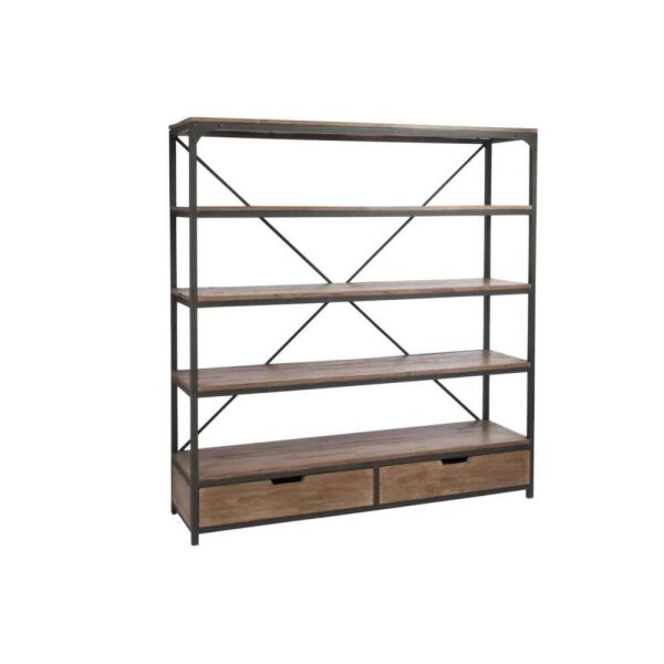 RACK 2 DRAWERS WOOD/METAL BROWN+BLACK