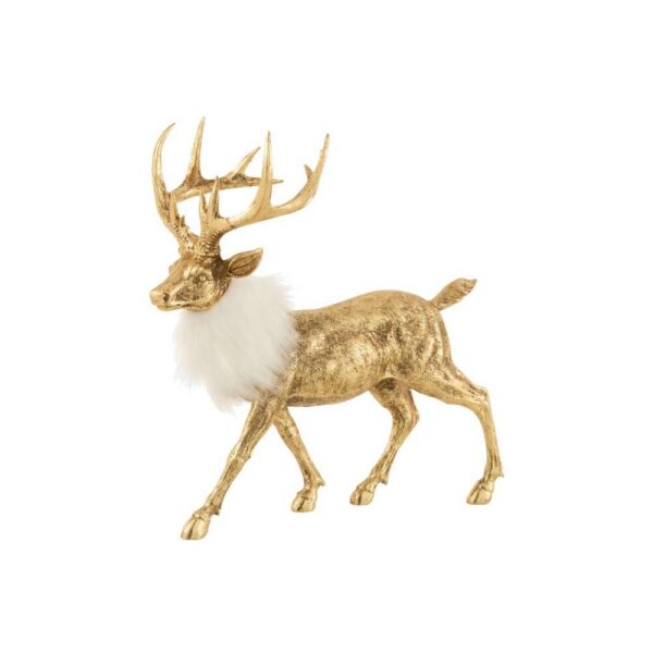 REINDEER POLY GOLD/WHITE LARGE