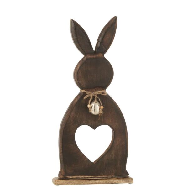 RABBIT HEART+EGG MANGO WOOD DARK BROWN LARGE