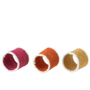 NAPKIN RING SEAGRASS PINK/ORANGE/YELLOW ASSORTMENT OF 3