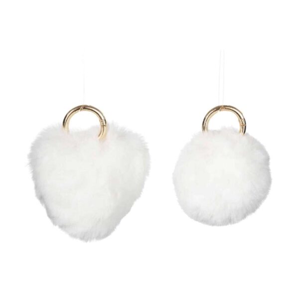 KEYCHAIN BALL/HEART ACRYLIC IVORY ASSORTMENT OF 2