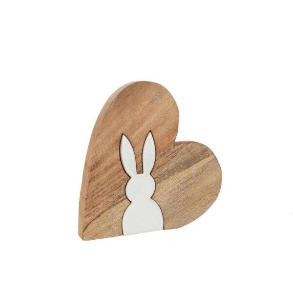RABBIT SILHOUETTE HEART PUZZLE MANGO WOOD NATURAL WHITE LARGE