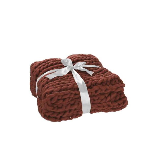 PLAID KNITTED ACRYLIC RED