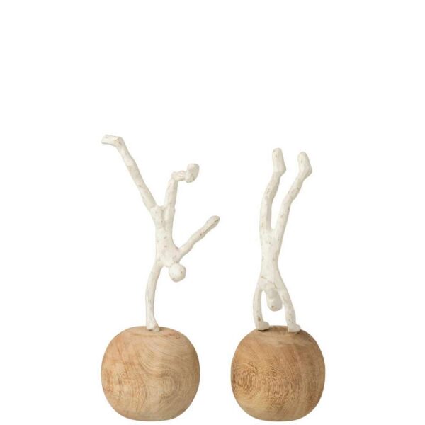 FIGURE STANDING FINE ON FOOT POLYRESIN/MANGO WOOD NATURAL/WHITE ASSORTMENT OF 2