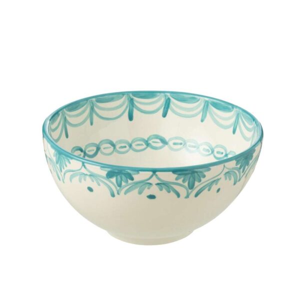 BOWL GRANADA HIGH CERAMIC WHITE/AQUA LARGE