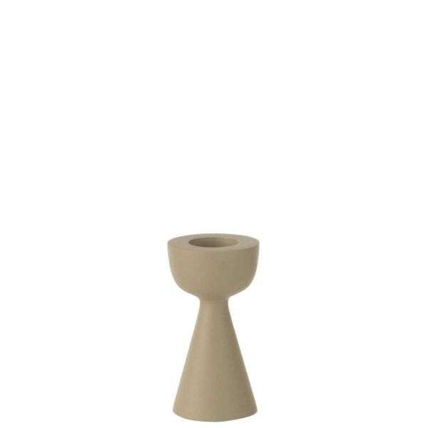 CANDLE HOLDER CONE ALUMINIUM IVORY SMALL