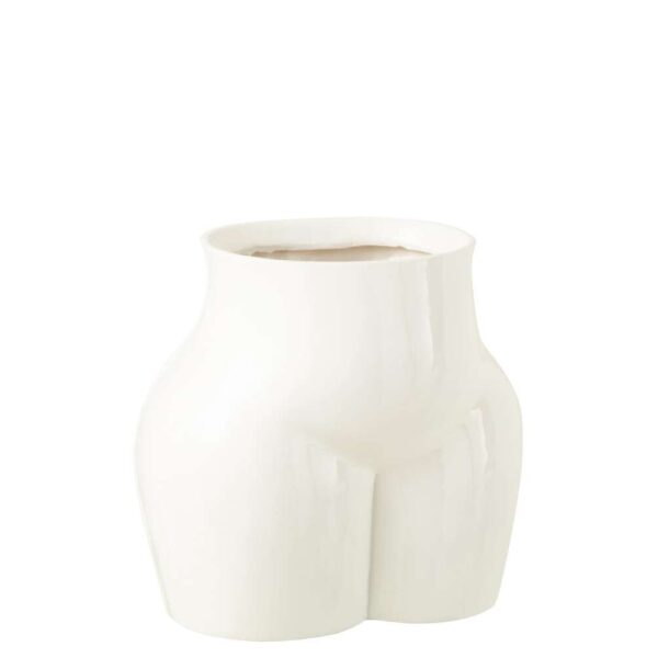 VASE LADY BOTTOM PEWTER SHINY WHITE