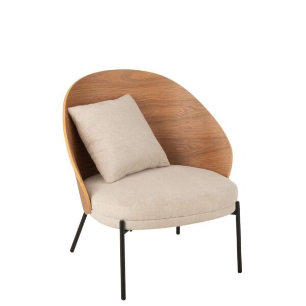 LOUNGE CHAIR LONE PLY WOOD/METAL NATURAL/BEIGE