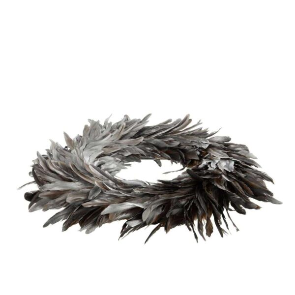 WREATH DECO LOOSE FEATHERS SILVER