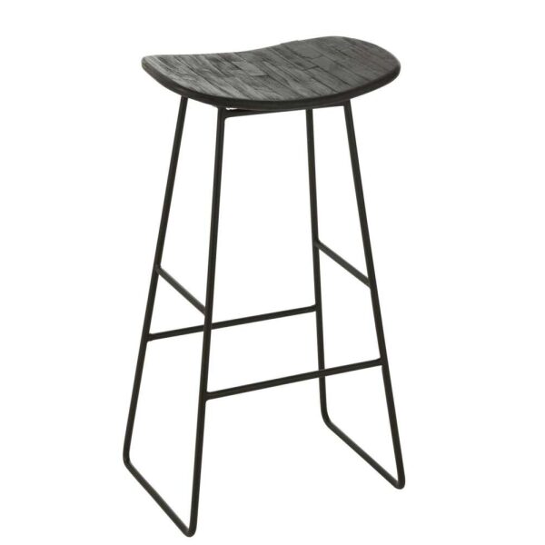 STOOL RECTANGULAR RECYCLE TEAK BLACK LARGE